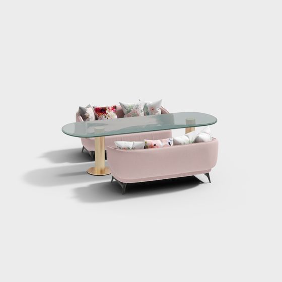 Elegant Sofa and Coffee Table 3D model for Modern Living