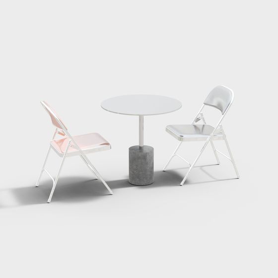 Minimalist Folding Table and Chair Set 3D model