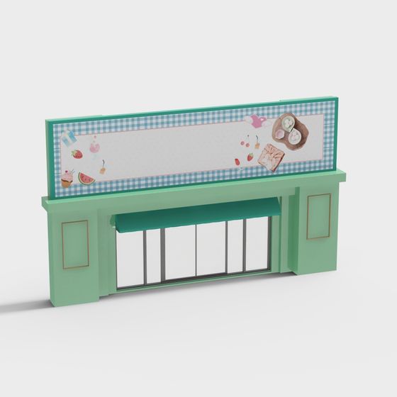 Low Poly Ice Cream Shop Signboard 3D model