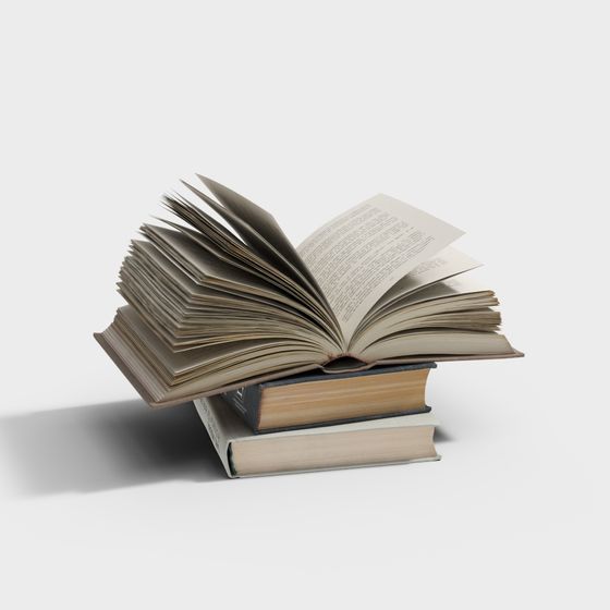 Low-Poly Detailed Book Stack 3D model
