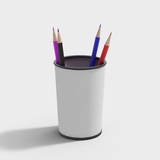 Elegant Low-Polygon Pencil Holder 3D model