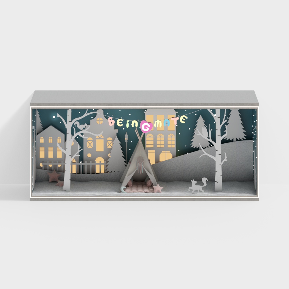 Low Poly Winter Night 3D Model
