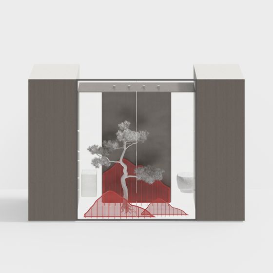 Zen-Inspired Folding Screen 3D model