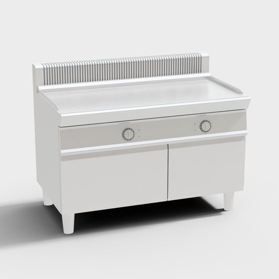 Modern Stainless Steel Frying Pan Table 3D model