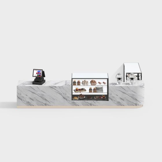 Elegant Dessert Shop Counter 3D model for Modern Spaces