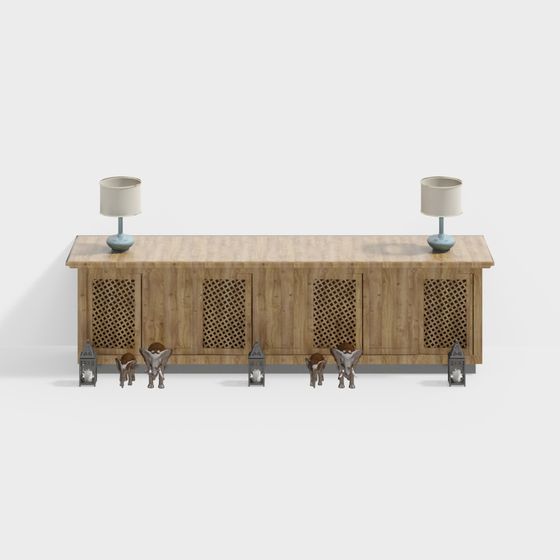 Stylish Wooden Storage Cabinet 3D model