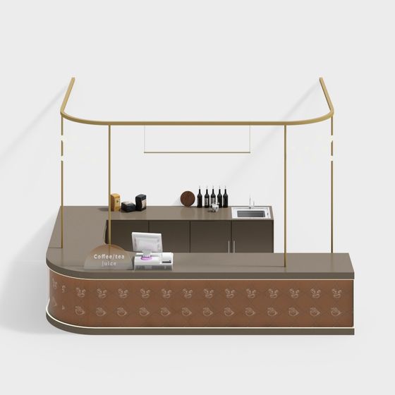 Elegant 3D Coffee Bar Counter Model