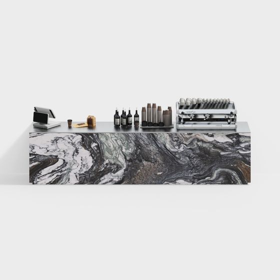 Elegant 3D Coffee Bar Counter Model