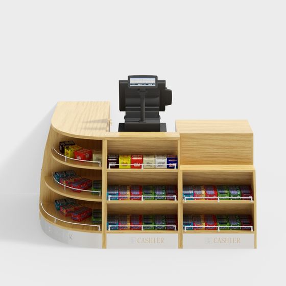 Detailed Retail Checkout Counter 3D Model