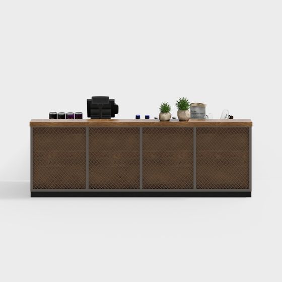 Vintage Industrial Reception Desk 3D model