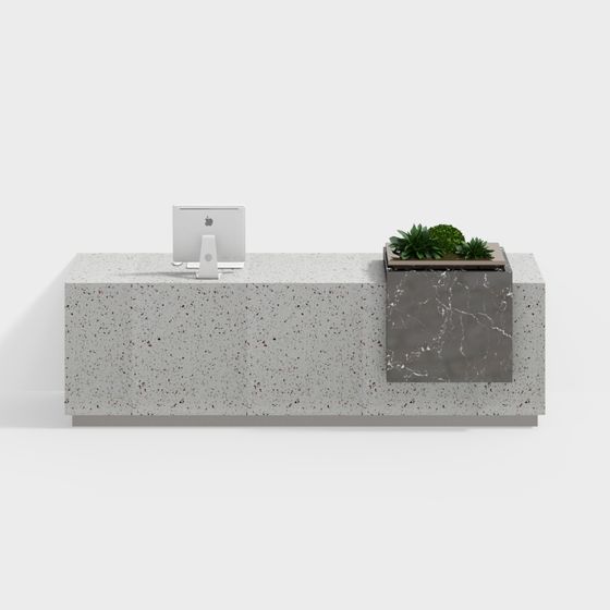 Stylish Low-Polygon Reception Desk 3D model