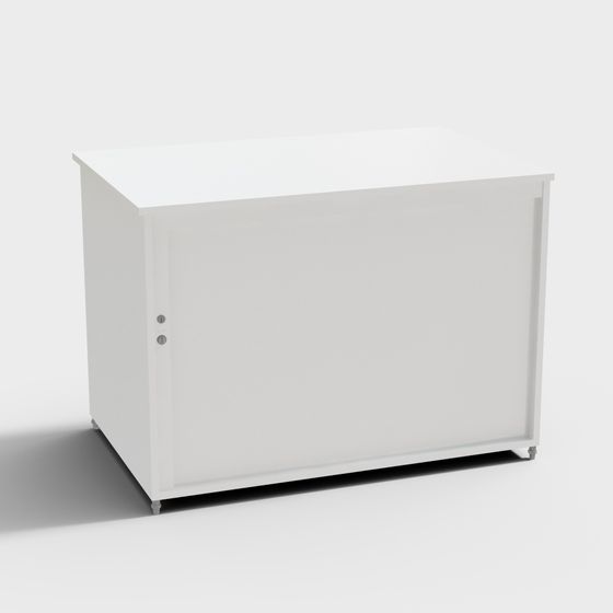 Minimalist White Storage Cabinet 3D model