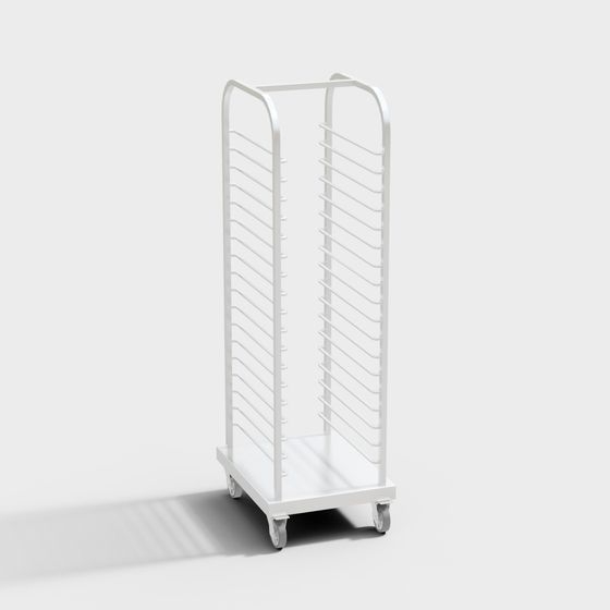 Minimalist Shelf Cart 3D model for Modern Spaces