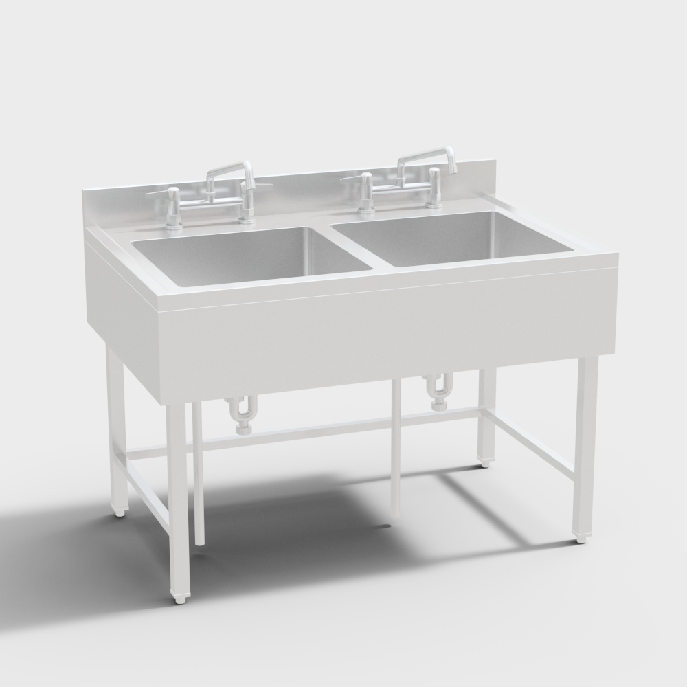 Minimalist Double Sink 3D model for Modern Interiors
