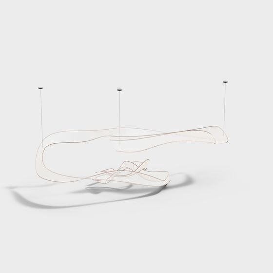 Elegant Streamlined Chandelier 3D model for Interior Design