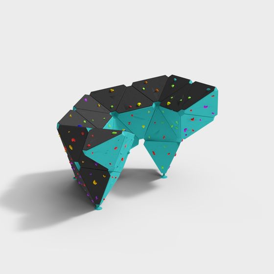 Futuristic Low-Poly Climbing Wall 3D Model