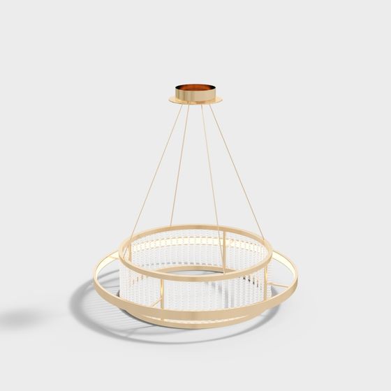 Elegant Crystal and Gold Chandelier 3D model