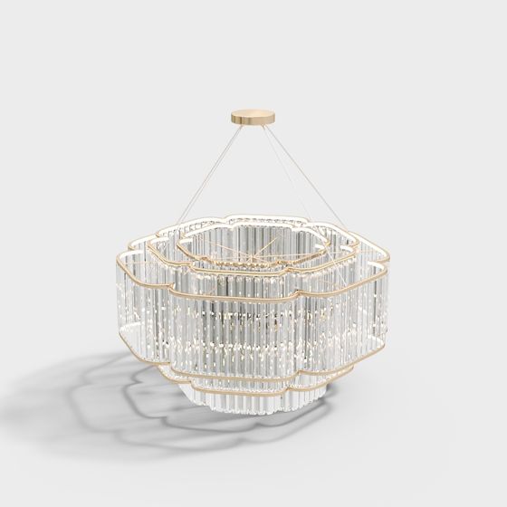 Elegant Low-Poly Chandelier 3D model