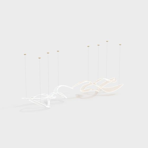 Flowing Light 3D model - Beautiful Chandelier for Modern Spaces