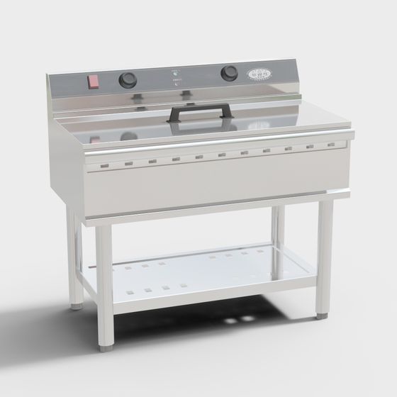 Sleek Stainless Steel Sink Top 3D model