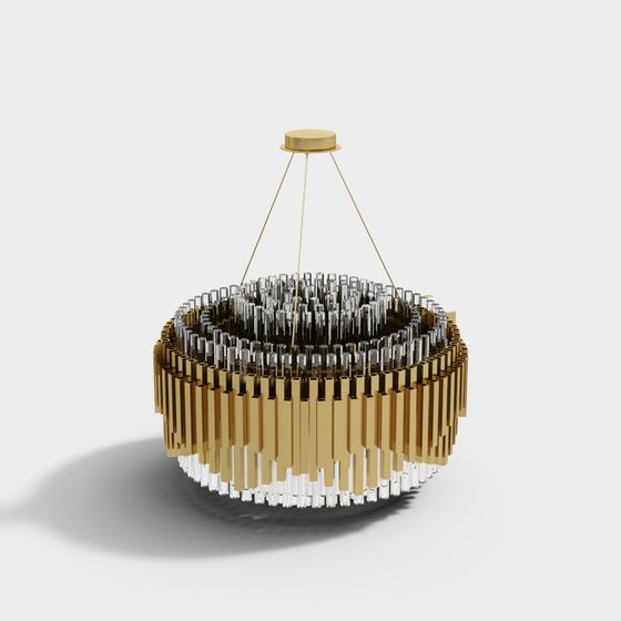 Golden Cascade Pendant Light 3D model for Modern Interiors