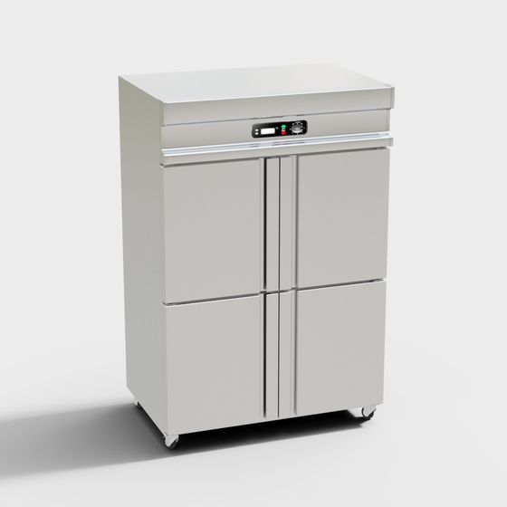Minimalist Stainless Steel Refrigerator 3D model