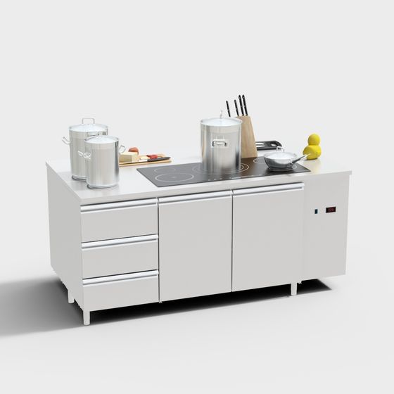 Realistic Kitchen Island 3D Model for Creative Projects