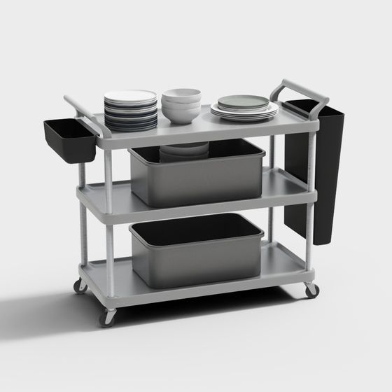 Modern Minimalist Kitchen Cart 3D model