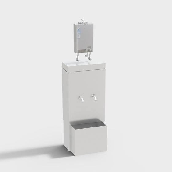 Urban Drinking Station Low-Poly 3D Model