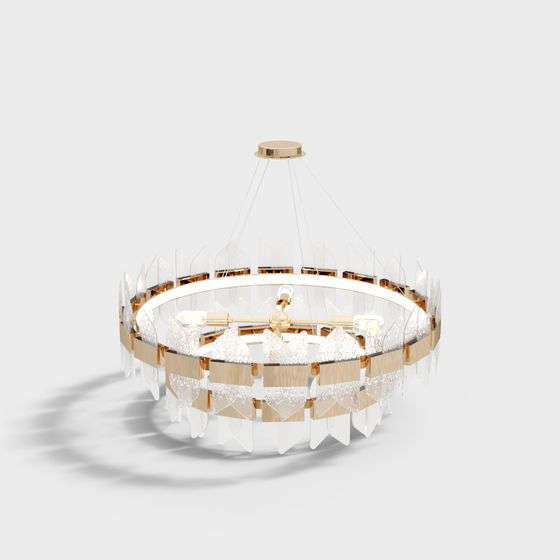 Elegant Low-Polygon Crystal Chandelier 3D model