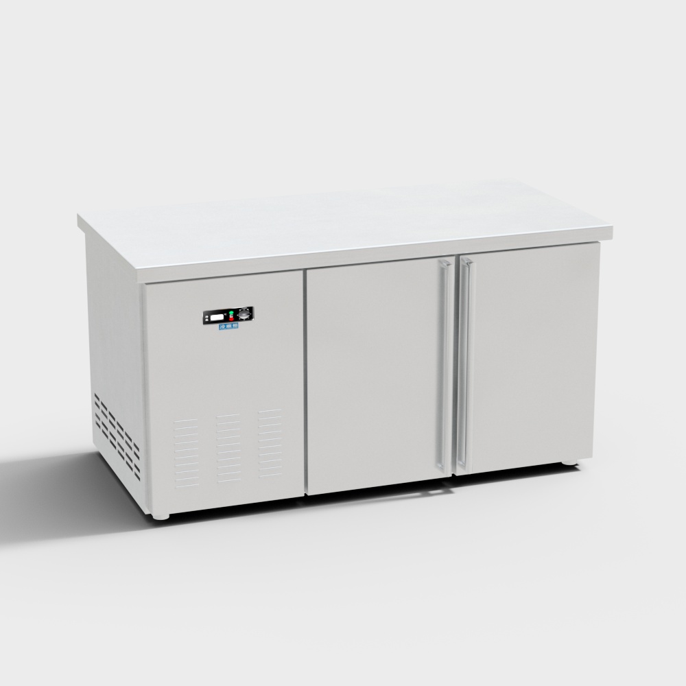 Low-Poly Stainless Steel Refrigerator 3D model