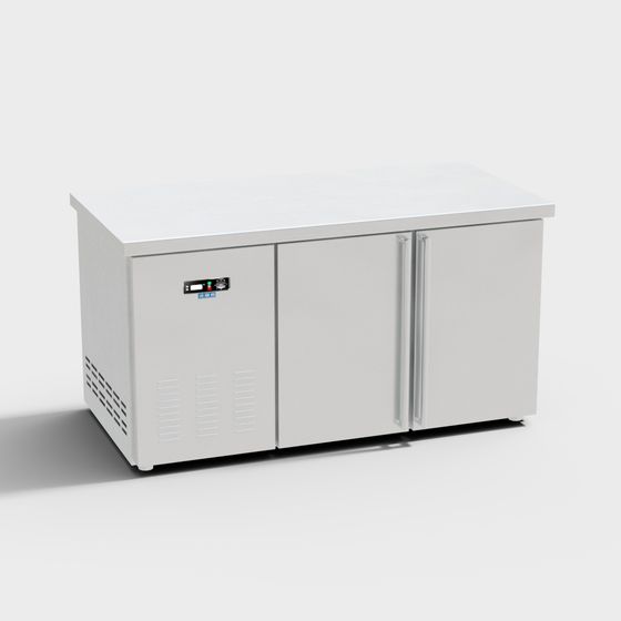 Low-Poly Stainless Steel Refrigerator 3D model