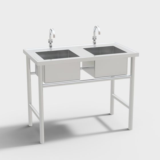 Dual Basin Stainless Steel Sink 3D model