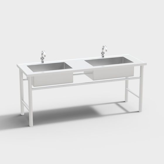 Minimalist Double Sink 3D model for Contemporary Spaces