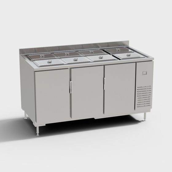 Sleek Stainless Steel Kitchen Workbench 3D model