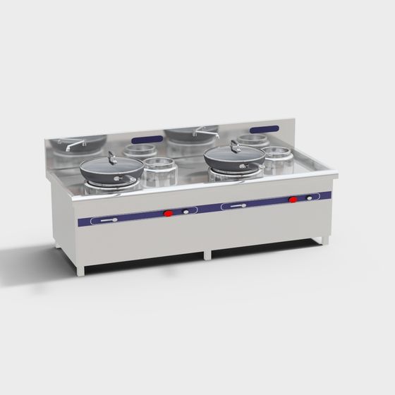 Stylish Commercial Stove 3D model for Kitchens