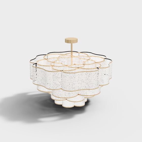 Elegant Low-Poly Floral Pendant Light 3D model