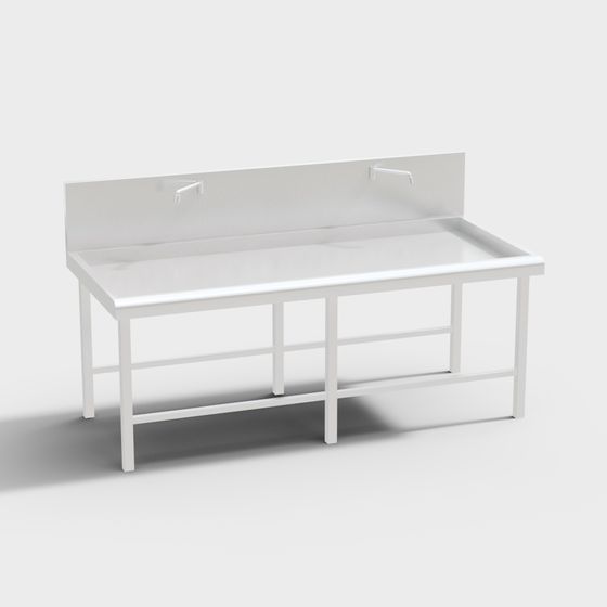 Sleek Stainless Steel Sink Countertop 3D model