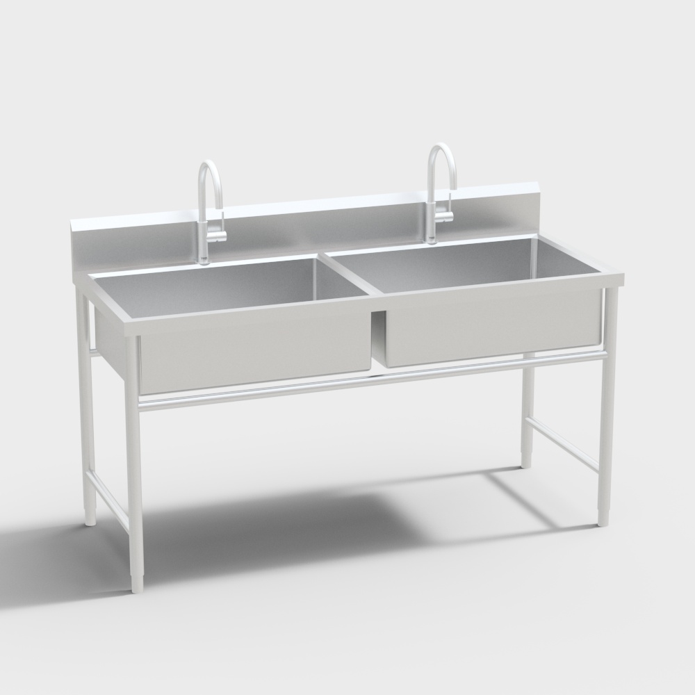 Double Basin Stainless Steel Sink 3D model