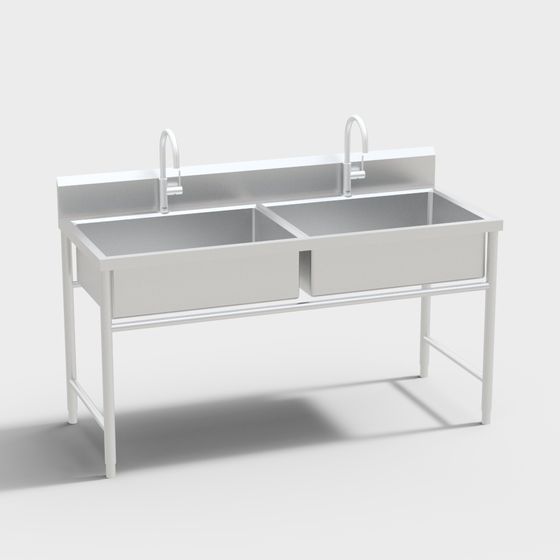 Double Basin Stainless Steel Sink 3D model