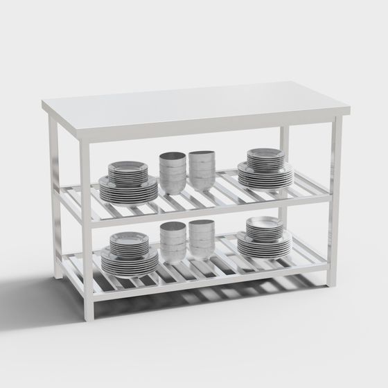 Minimalist Stainless Steel Kitchen Rack 3D model