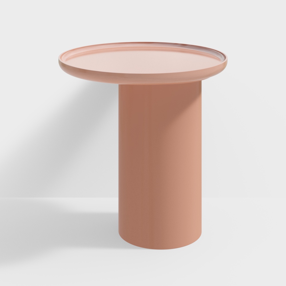 Modern Coral Cylindrical Side Table 3D Model – Low Poly