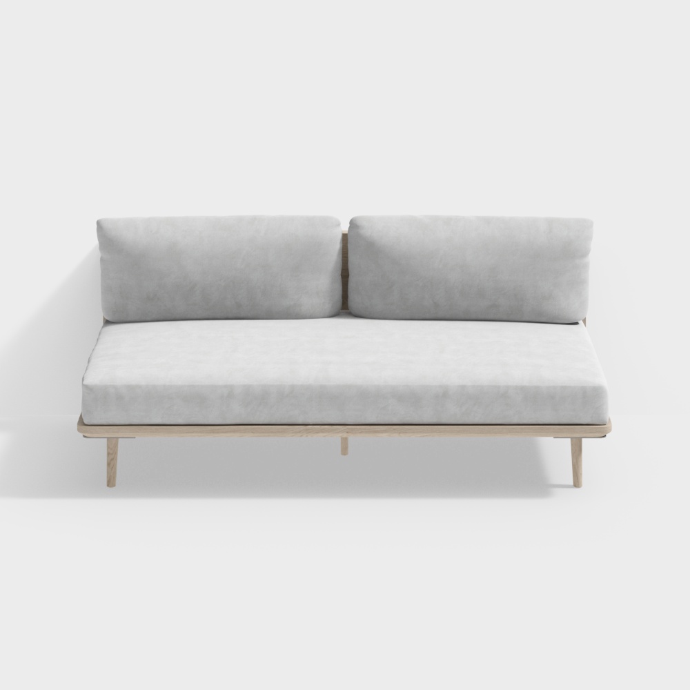 Minimalist Gray Sofa 3D Model – Velvet Upholstery Design