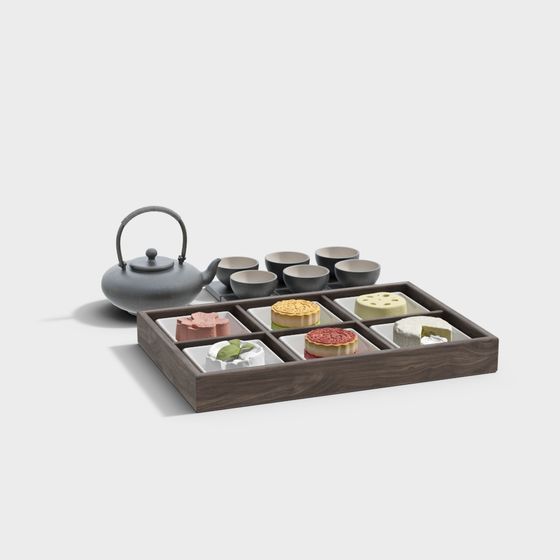 Elegant Oriental Tea Set 3D model