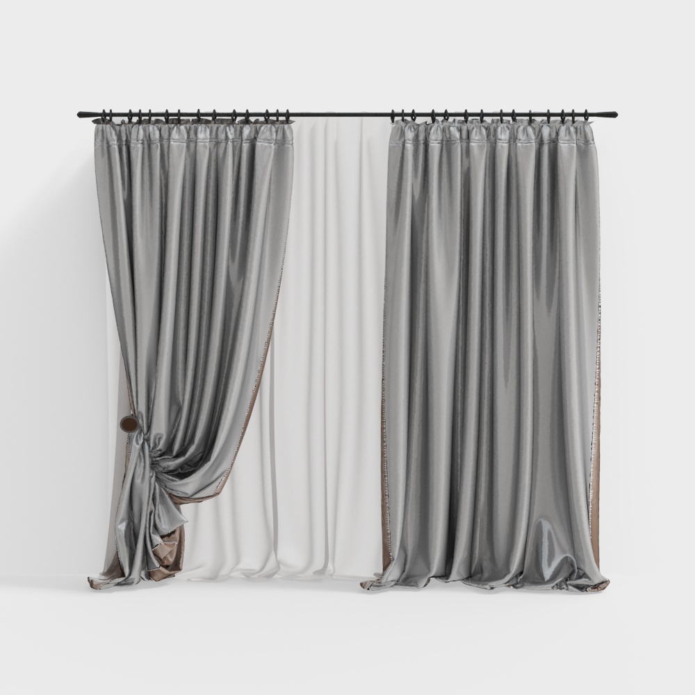 Elegant Low-Poly Curtain 3D Model