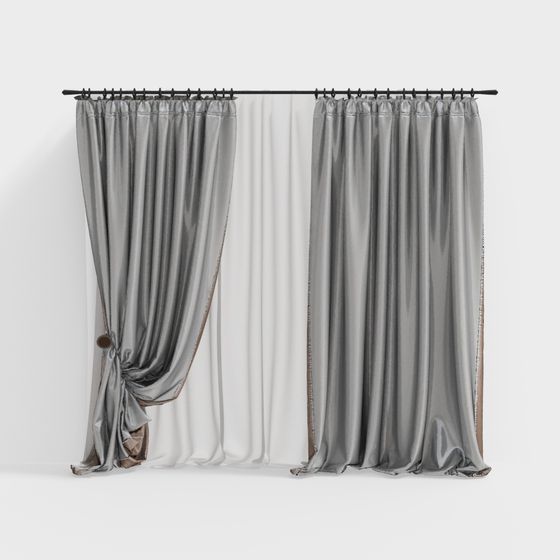 Elegant Low-Poly Curtain 3D Model
