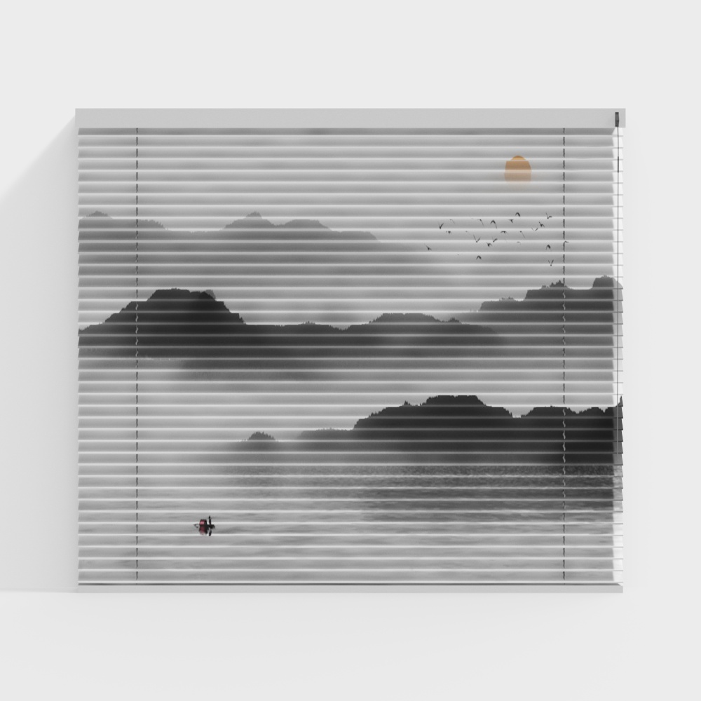 Morning Window View 3D Model – Tranquil Mountain Scene