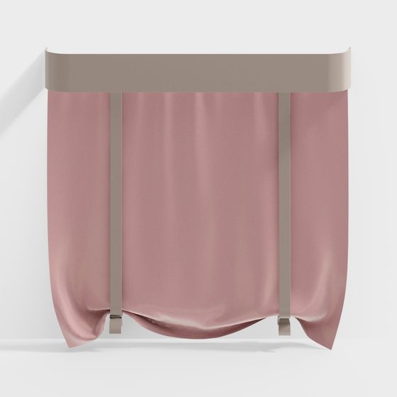 Elegant Pink Curtain 3D model for Modern Interiors
