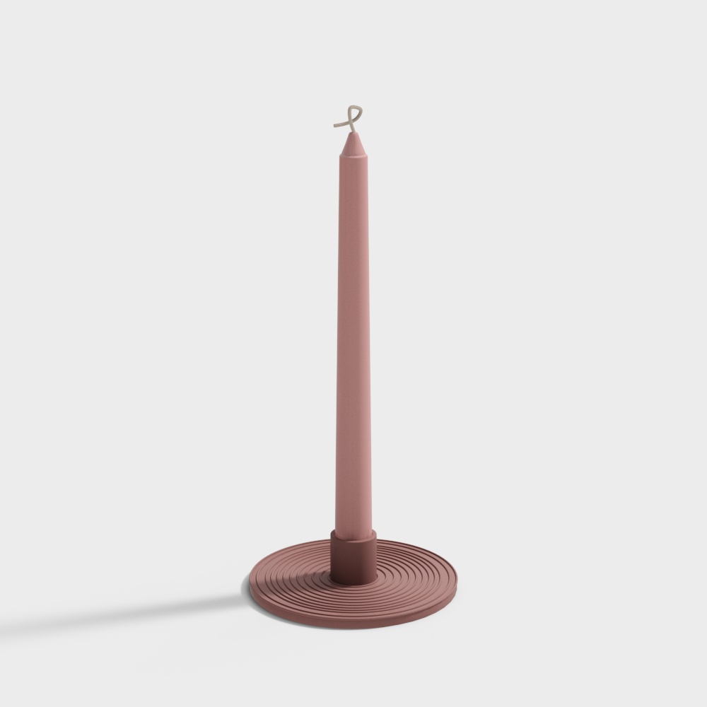 Elegant Pink Candle Holder 3D Model – Textured Low-Poly Design