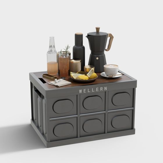 Stylish Urban Bar Cart 3D model